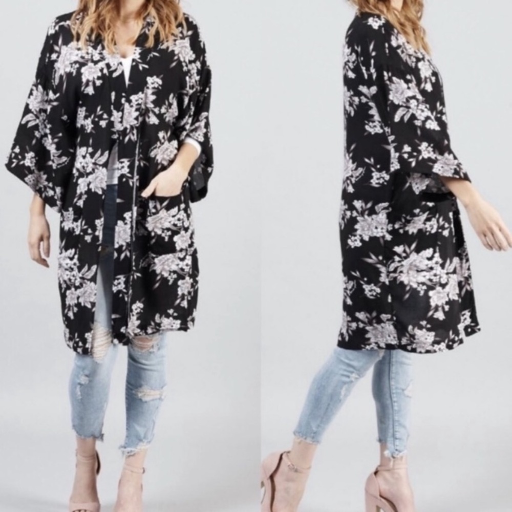 Spiritual Gangster Maya Black Floral Kimono New